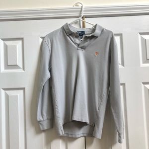 Grey long sleeve polo shirt large (14-16)